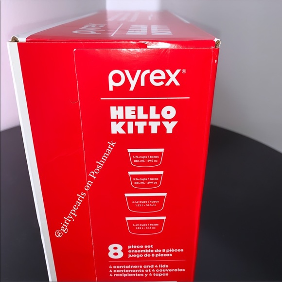 Hello Kitty Pyrex Containers 8 Piece Set NEW - Picture 4 of 6